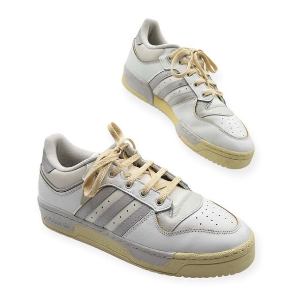 adidas Other - Adidas Rivalry Low 86 Core White Grey Leather Lace-Up Sneakers Men’s Size 10.5